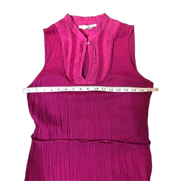 Zara vibrant pink near sheer sleeveless prairie style midi dress - Picture 9 of 11